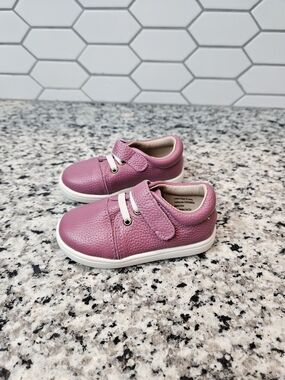 Monkey Feet Pink Leather-Look Sneakers for Kids